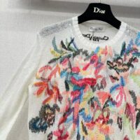 Dior Women CD Embroidered Sweater White Technical Mohair Alpaca Knit (4)