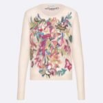 Maglione Dior da donna con ricamo CD in maglia tecnica di mohair e alpaca bianca