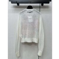 Dior Women CD Embroidered Sweater White Technical Mohair Alpaca Knit (4)