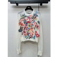 Dior Women CD Embroidered Sweater White Technical Mohair Alpaca Knit (4)