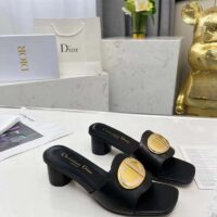 Dior Women CD Forever Dior Heeled Slide Black Calfskin Reference KCQ934VEA_S900 (5)