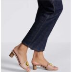 Dior Women CD Forever Dior Heeled Slide Nude Calfskin Reference: KCQ934VEA_S21U - Imagen 9