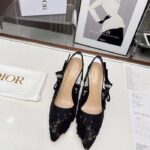 Dior Women CD J'Adior Slingback Pump Transparent Mesh Embroidered Black 3D Macramé-Effect - Image 4