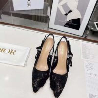 Dior Women CD J’Adior Slingback Pump Transparent Mesh Embroidered Black 3D Macramé-Effect (6)