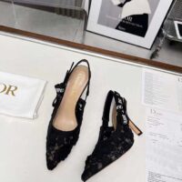 Dior Women CD J’Adior Slingback Pump Transparent Mesh Embroidered Black 3D Macramé-Effect (6)