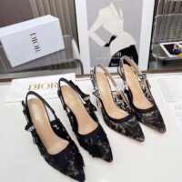 Dior Women CD J’Adior Slingback Pump Transparent Mesh Embroidered Black 3D Macramé-Effect (6)