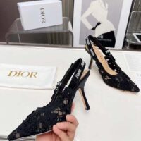 Dior Women CD J’Adior Slingback Pump Transparent Mesh Embroidered Black 3D Macramé-Effect (6)