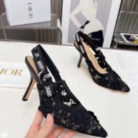 Dior Women CD J’Adior Slingback Pump Transparent Mesh Embroidered Black 3D Macramé-Effect (6)