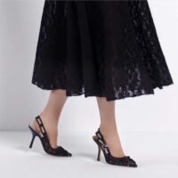 Dior Women CD J’Adior Slingback Pump Transparent Mesh Embroidered Black 3D Macramé-Effect (6)