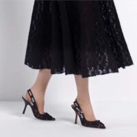 Dior Women CD J’Adior Slingback Pump Transparent Mesh Embroidered Black 3D Macramé-Effect (6)