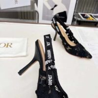 Dior Women CD J’Adior Slingback Pump Transparent Mesh Embroidered Black 3D Macramé-Effect (6)