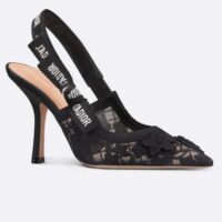 Dior Women CD J’Adior Slingback Pump Transparent Mesh Embroidered Black 3D Macramé-Effect (6)