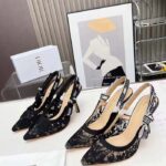 Dior Women CD J'Adior Slingback Pump Transparent Mesh Embroidered Black 3D Macramé-Effect - Image 11