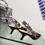 Dior Women CD J'Adior Slingback Pump Transparent Mesh Embroidered Black Butterfly Motif Reference: KCV038BYE_S900 - Imagen 3