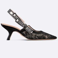 Dior Women CD J’Adior Slingback Pump Transparent Mesh Embroidered Black Butterfly Motif Reference KCV038BYE_S900 (5)