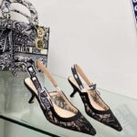 Dior Women CD J'Adior Slingback Pump Transparent Mesh Embroidered Black Butterfly Motif Reference: KCV038BYE_S900 - Imagen 2