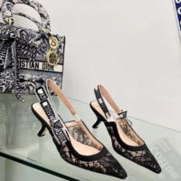 Dior Women CD J’Adior Slingback Pump Transparent Mesh Embroidered Black Butterfly Motif Reference KCV038BYE_S900 (5)