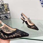 Dior Women CD J'Adior Slingback Pump Transparent Mesh Embroidered Black Butterfly Motif Reference: KCV038BYE_S900 - Imagen 10