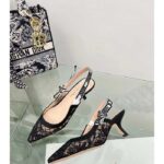 Dior Women CD J'Adior Slingback Pump Transparent Mesh Embroidered Black Butterfly Motif Reference: KCV038BYE_S900 - Imagen 5