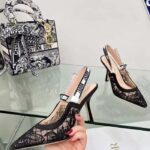 Dior Women CD J'Adior Slingback Pump Transparent Mesh Embroidered Black Butterfly Motif Reference: KCV039BYE_S900 – Bild 8