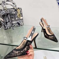 Dior Women CD J’Adior Slingback Pump Transparent Mesh Embroidered Black Butterfly Motif Reference KCV039BYE_S900 (5)