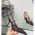 Dior Women CD J'Adior Slingback Pump Transparent Mesh Embroidered Black Butterfly Motif Reference: KCV039BYE_S900 – Bild 7