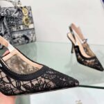 Dior Women CD J'Adior Slingback Pump Transparent Mesh Embroidered Black Butterfly Motif Reference: KCV039BYE_S900 – Bild 9