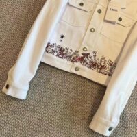 Dior Women CD Jacket White Cotton Denim Red Le Cœur Des Papillons (9)