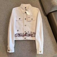 Dior Women CD Jacket White Cotton Denim Red Le Cœur Des Papillons (9)