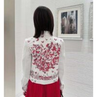 Dior Women CD Jacket White Cotton Denim Red Le Cœur Des Papillons (9)