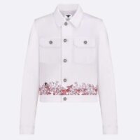 Dior Women CD Jacket White Cotton Denim Red Le Cœur Des Papillons (9)