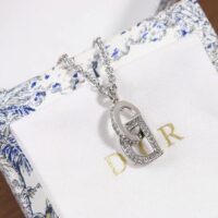 Dior Women CD Lock Necklace Silver-Finish Metal Silver-Tone Crystals (10)