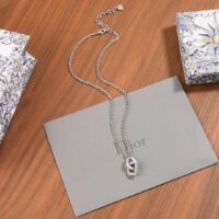 Dior Women CD Lock Necklace Silver-Finish Metal Silver-Tone Crystals (10)