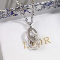 Dior Women CD Lock Necklace Silver-Finish Metal Silver-Tone Crystals (10)