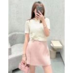 Dior Women CD Macrocannage Polo Shirt Ecru Alpaca Cashmere Silk Openwork Knit - immagine 12