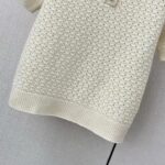 Dior Women CD Macrocannage Polo Shirt Ecru Alpaca Cashmere Silk Openwork Knit - immagine 6