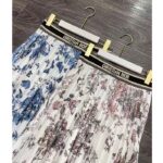 Dior Women CD Mid-Length Pleated Skirt Ecru Cotton Denim Multicolor Toile De Jouy Mexico - Image 7