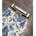 Dior Women CD Mid-Length Pleated Skirt Ecru Cotton Denim Multicolor Toile De Jouy Mexico - Image 6