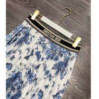 Dior Women CD Mid-Length Pleated Skirt Ecru Cotton Denim Multicolor Toile De Jouy Mexico (2)