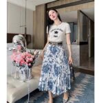 Dior Women CD Mid-Length Pleated Skirt Ecru Cotton Denim Multicolor Toile De Jouy Mexico - Image 11