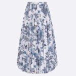 Dior Women CD Mid-Length Pleated Skirt Ecru Cotton Denim Multicolor Toile De Jouy Mexico