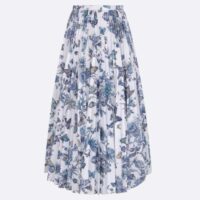 Dior Women CD Mid-Length Pleated Skirt Ecru Cotton Denim Multicolor Toile De Jouy Mexico (2)