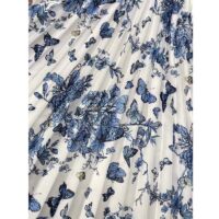 Dior Women CD Mid-Length Pleated Skirt Ecru Cotton Denim Multicolor Toile De Jouy Mexico (2)