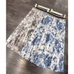 Dior Women CD Mid-Length Pleated Skirt Ecru Cotton Denim Multicolor Toile De Jouy Mexico - Image 3