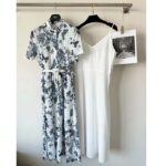 Dior Women CD Mid-Length Shirt Dress White Blue Cotton Voile - Bild 2