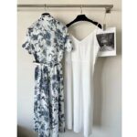 Dior Women CD Mid-Length Shirt Dress White Blue Cotton Voile - Bild 3