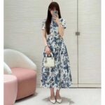 Dior Women CD Mid-Length Shirt Dress White Blue Cotton Voile - Bild 11