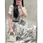 Dior Women CD Mid-Length Shirt Dress White Pink Cotton Voile – Image 12