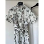 Dior Women CD Mid-Length Shirt Dress White Pink Cotton Voile – Image 4