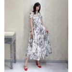 Dior Women CD Mid-Length Shirt Dress White Pink Cotton Voile – Image 11